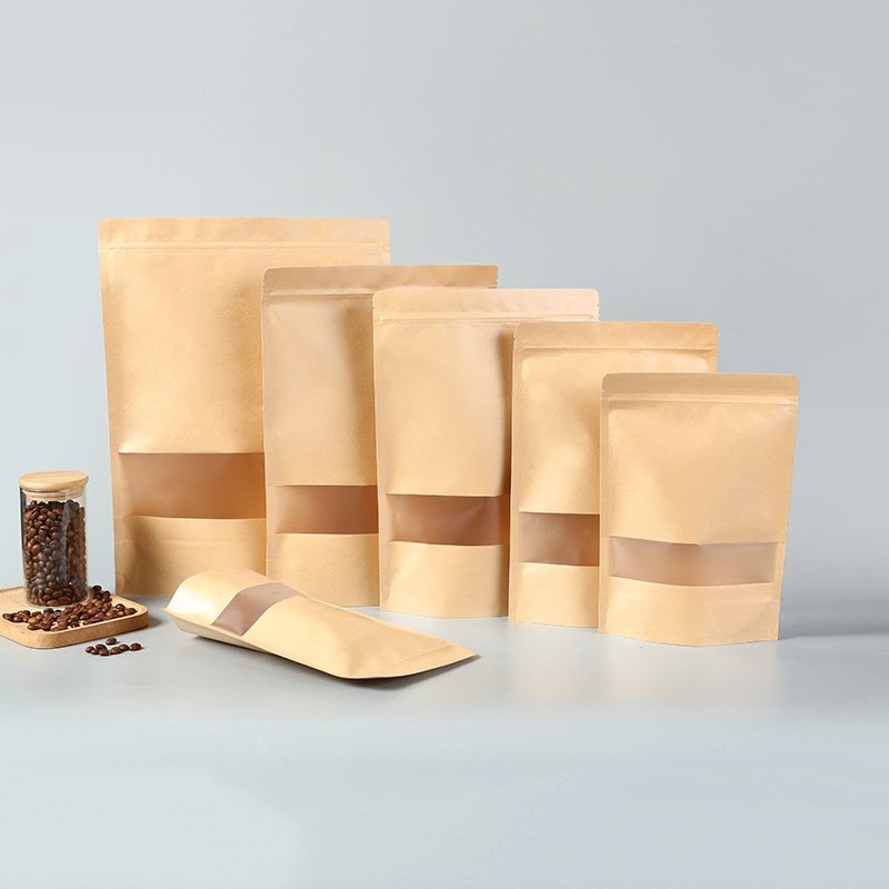 Standup Zipper Both Side Kraft Paper /Kraft Paper With Window
