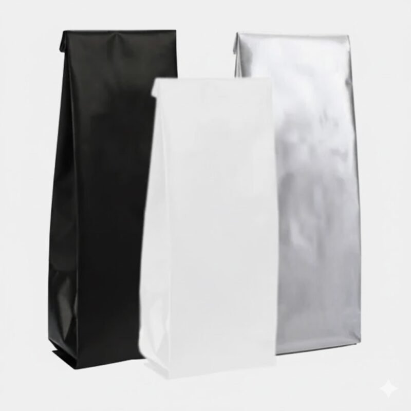 Side Gusset Pouches - Matte Black Matte White Matte Silver withWithout Zipper